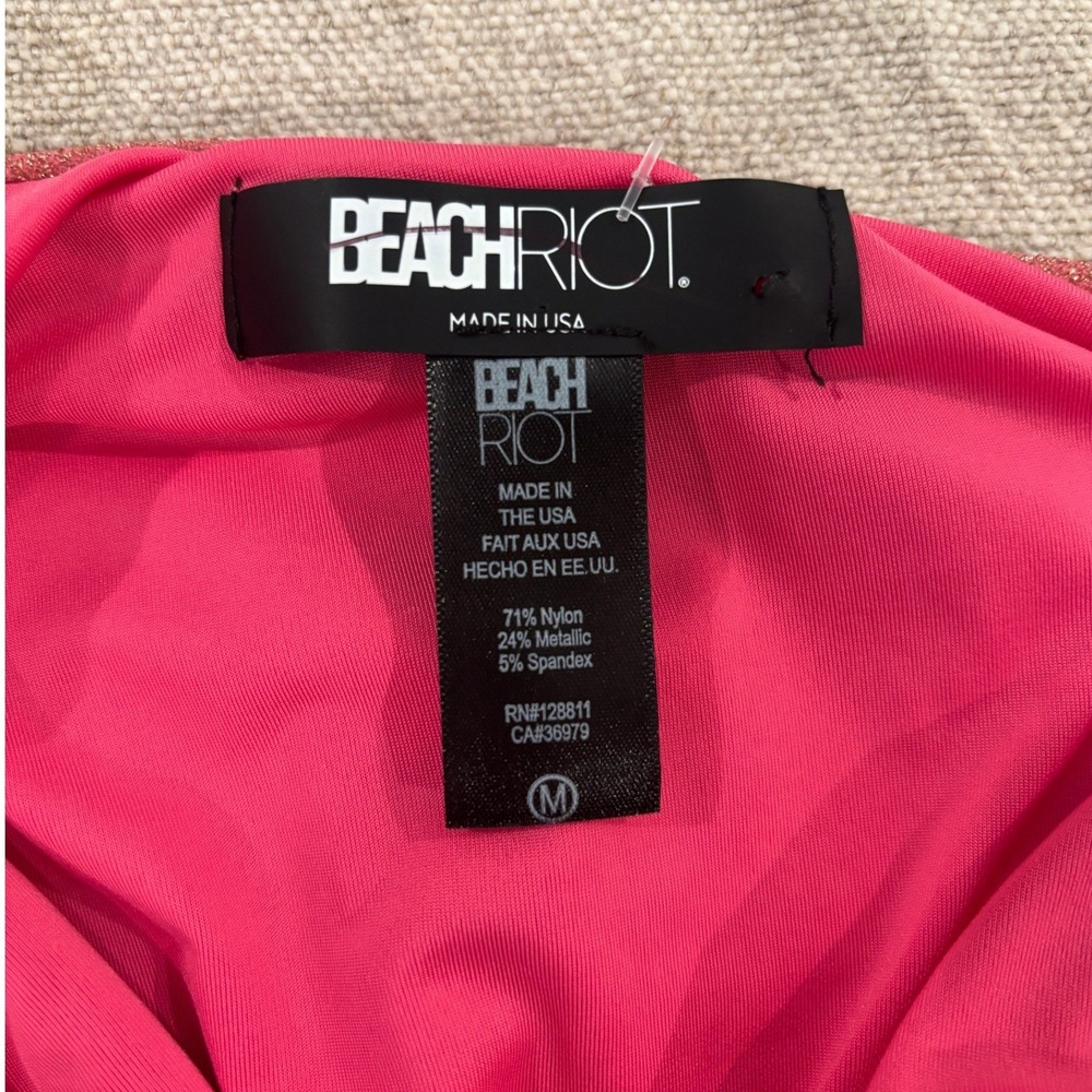 Beach Riot Celine Shine One Piece Swimsuit Sugar Plum Metallic Pink Medium NWOT - Picture 6 of 7